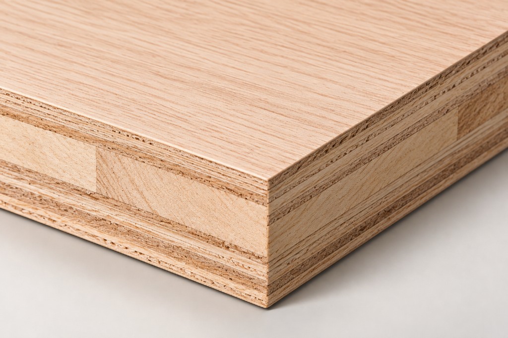 Plywood board with a timber face and layered core